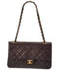 Chanel Black Lambskin Leather Classic Double Flap Ghw Medium (Authentic Pre-