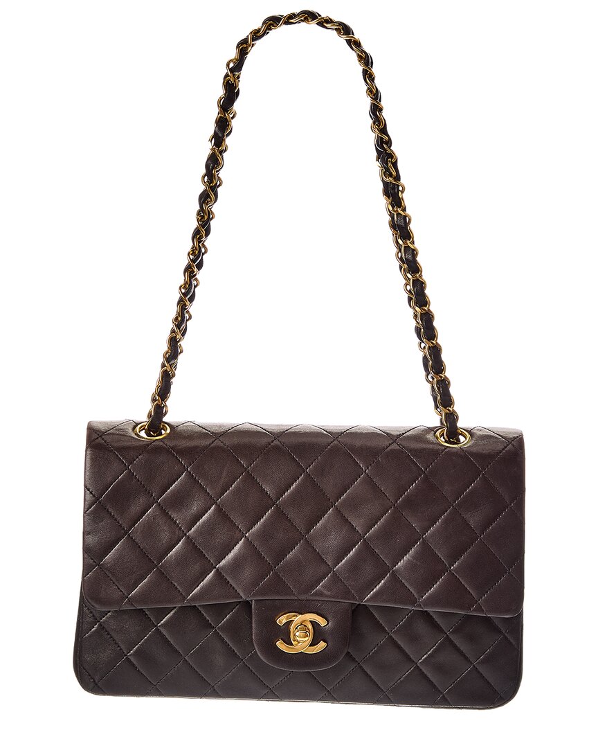 Chanel Black Lambskin Leather Classic Double Flap Ghw Medium (Authentic Pre-