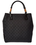 Gucci Black Gg Canvas Bamboo Handle Bag (Authentic  )