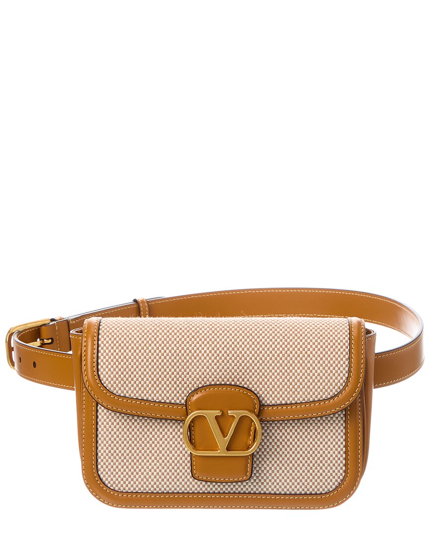 Valentino Vlogo Canvas & Leather Belt Bag
