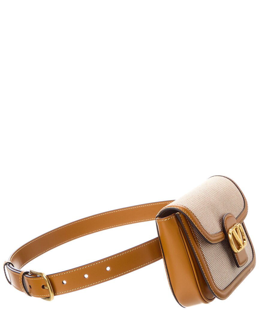 Valentino Vlogo Canvas & Leather Belt Bag