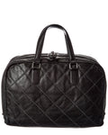 Chanel Black Calfskin Leather Stitched Bowling Bag (Authentic  )