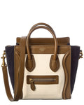 Celine Cream Textured Calfskin Leather Nano Tri-Color Luggage (Authentic Pre-