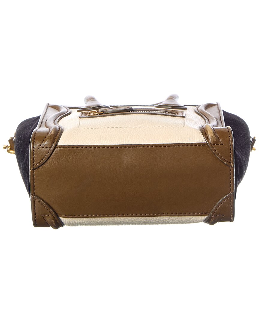 Celine Cream Textured Calfskin Leather Nano Tri-Color Luggage (Authentic Pre-