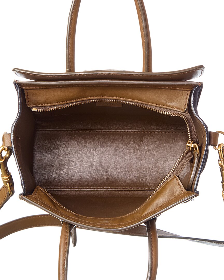 Celine Cream Textured Calfskin Leather Nano Tri-Color Luggage (Authentic Pre-