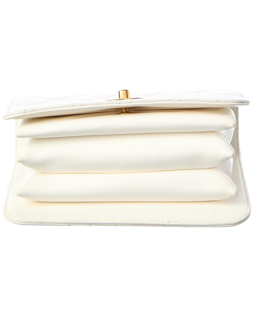 Chanel White Caviar Quilted Leather Mini Top Handle Flap (Authentic  )