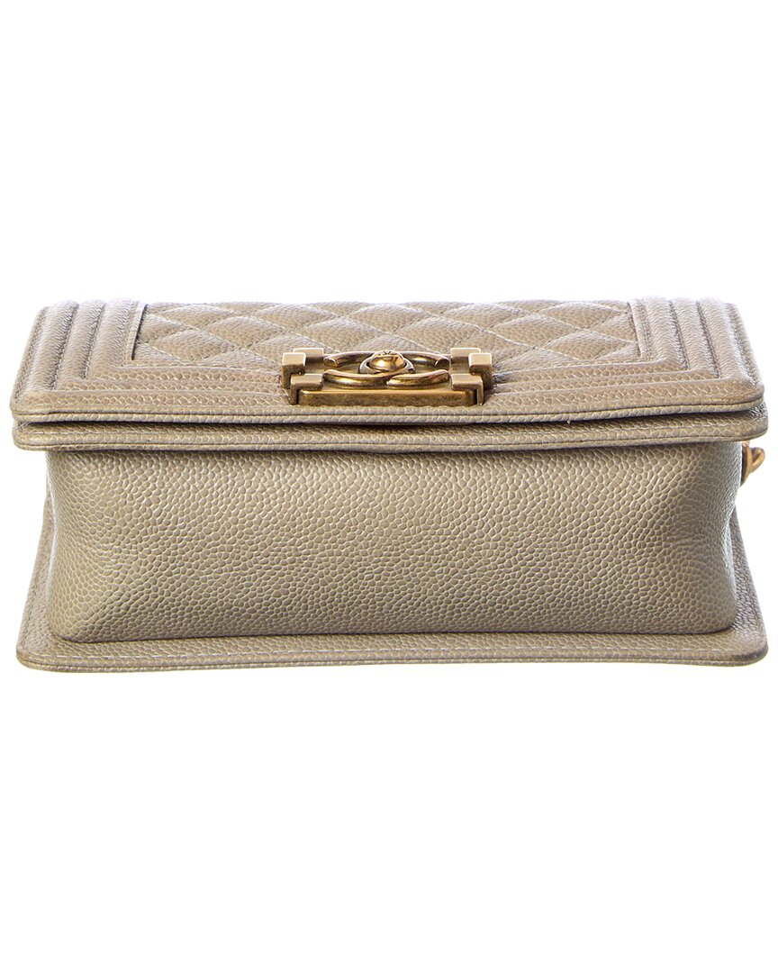 Chanel Beige Caviar Quilted Leather Small Boy Flap (Authentic  )