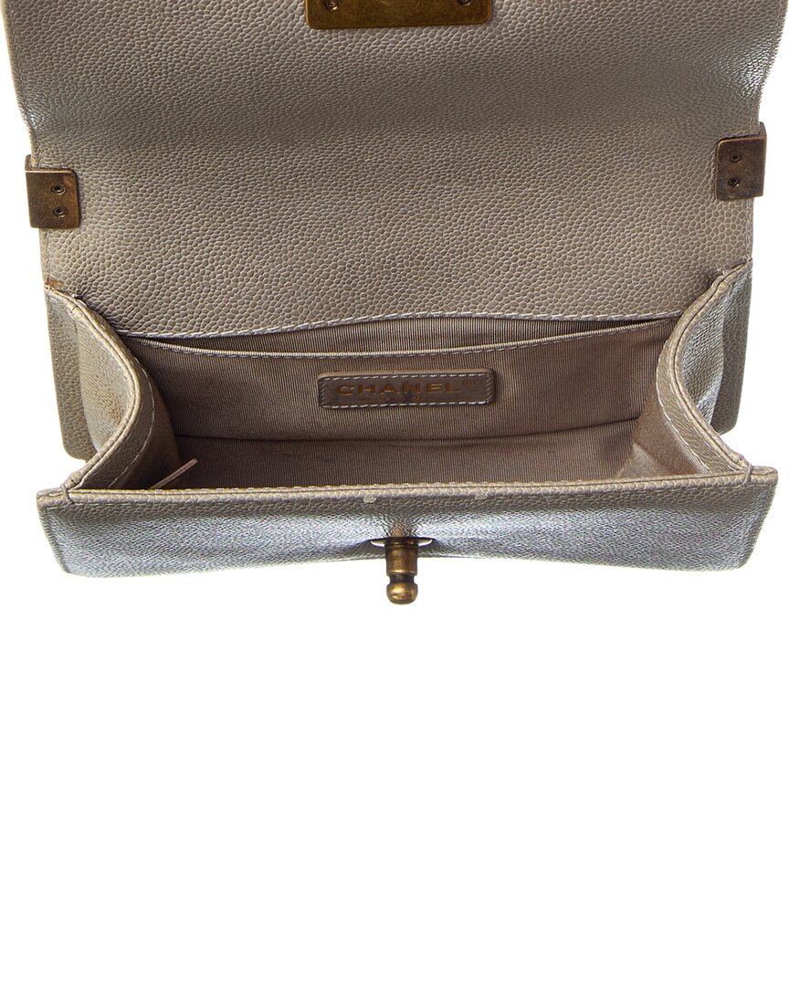 Chanel Beige Caviar Quilted Leather Small Boy Flap (Authentic  )