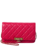 Chanel Fuchsia Caviar Quilted Leather Golden Class Wallet On Chain (
