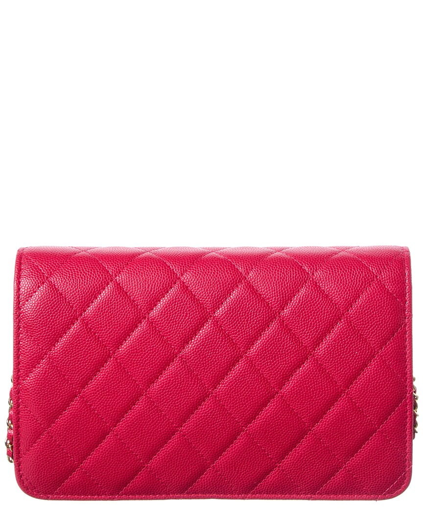 Chanel Fuchsia Caviar Quilted Leather Golden Class Wallet On Chain (