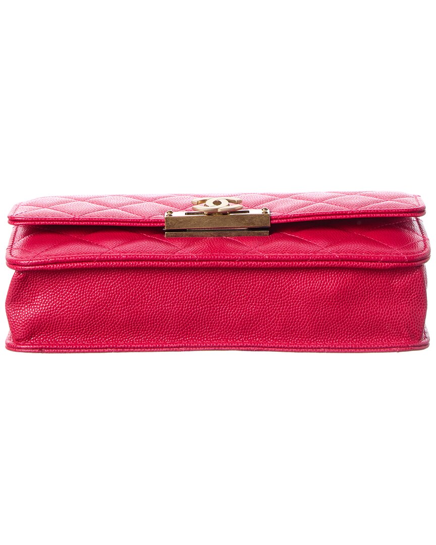 Chanel Fuchsia Caviar Quilted Leather Golden Class Wallet On Chain (
