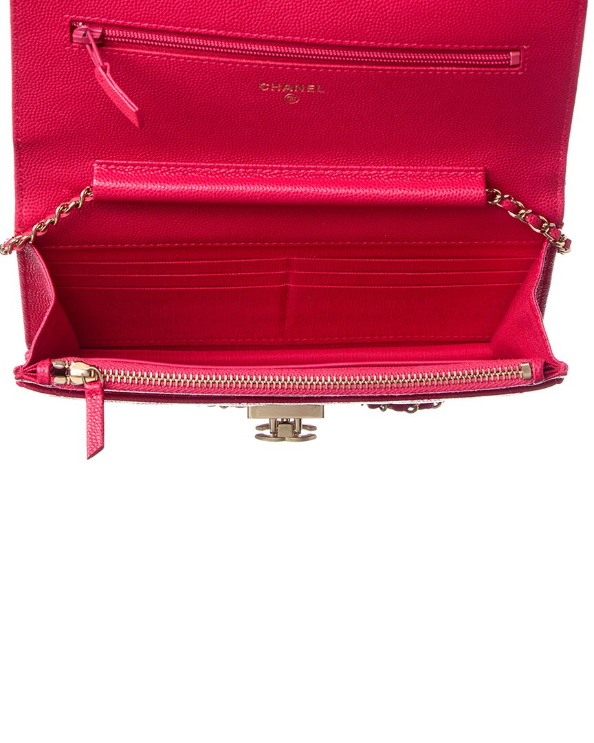 Chanel Fuchsia Caviar Quilted Leather Golden Class Wallet On Chain (