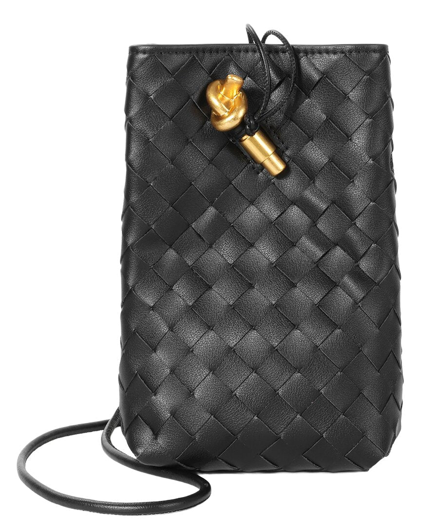 Tiffany & Fred Paris Handwoven Leather Mini Bucket Bag