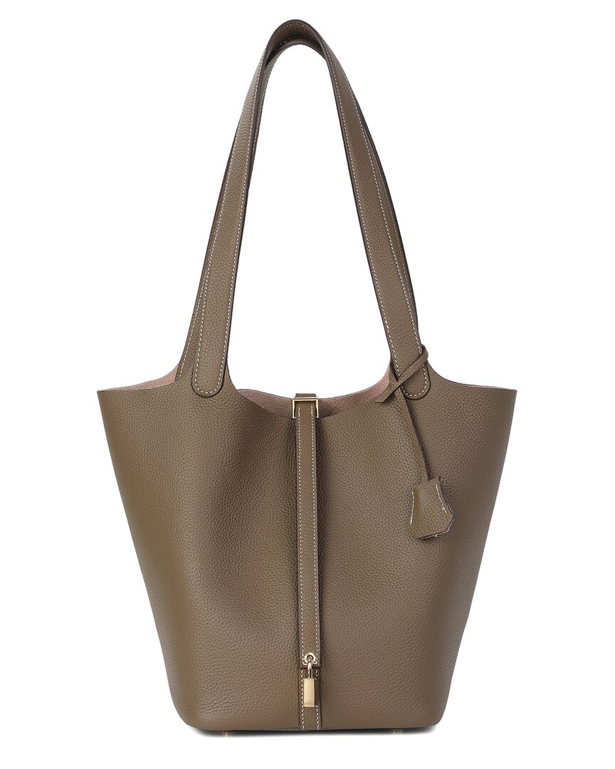 Tiffany & Fred Paris Pebbled Leather Bucket Tote