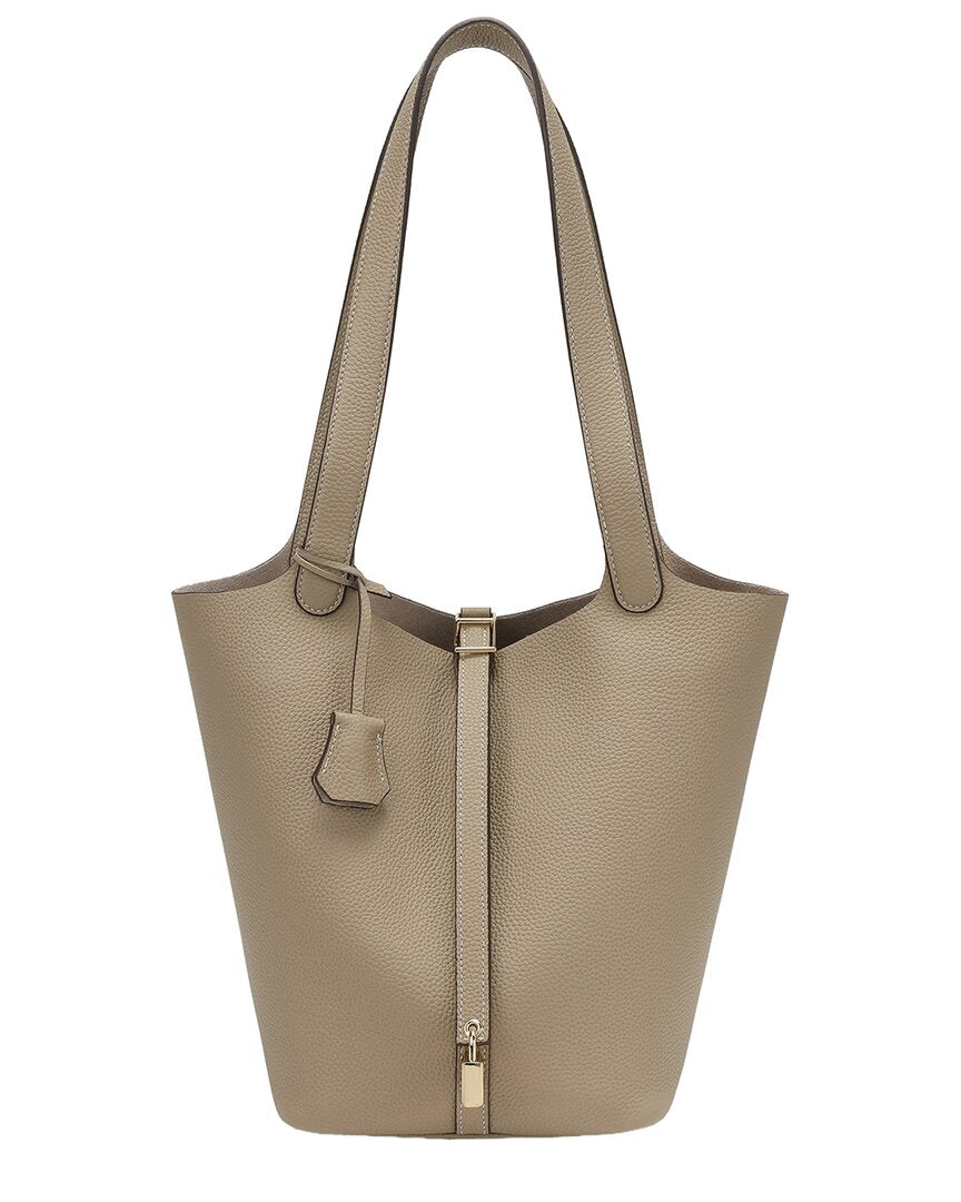 Tiffany & Fred Paris Pebbled Leather Bucket Tote