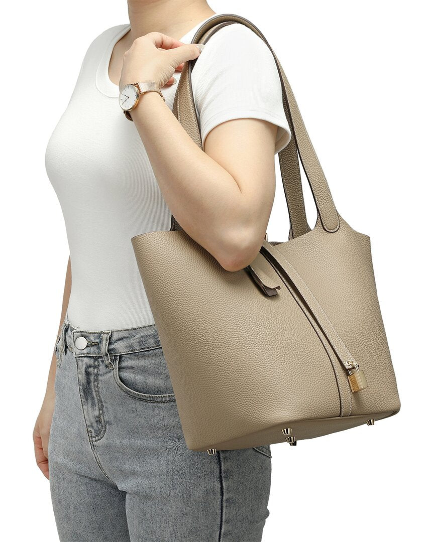 Tiffany & Fred Paris Pebbled Leather Bucket Tote