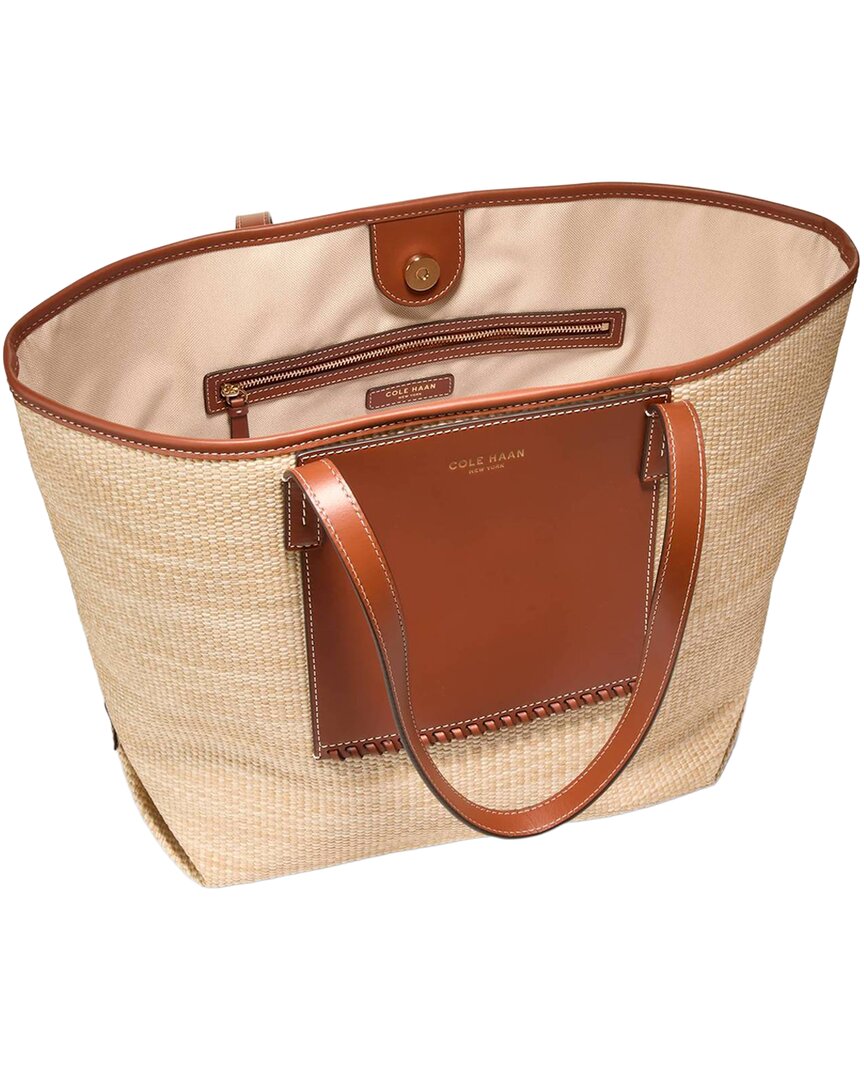 Cole Haan Nantucket Straw & Leather Tote