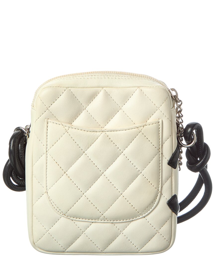 Chanel White Black Calfskin Leather Quilted Cambon Small Messenger (