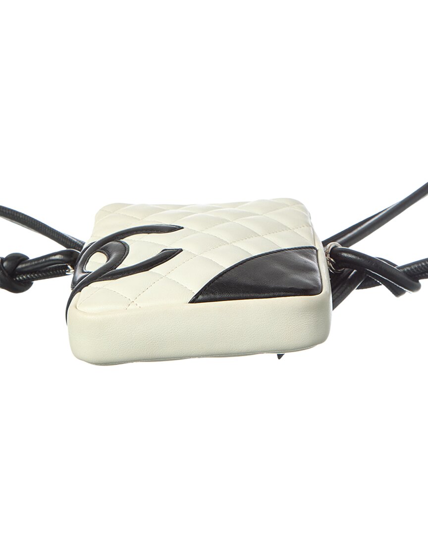 Chanel White Black Calfskin Leather Quilted Cambon Small Messenger (