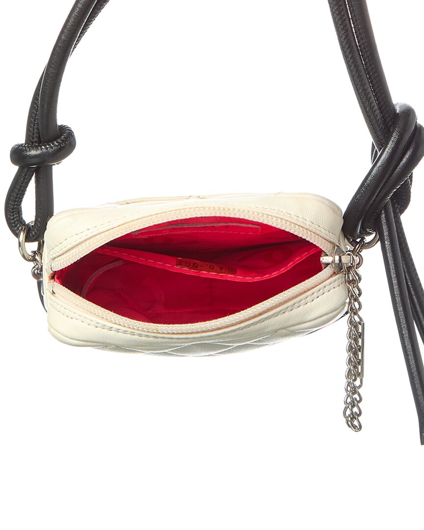 Chanel White Black Calfskin Leather Quilted Cambon Small Messenger (