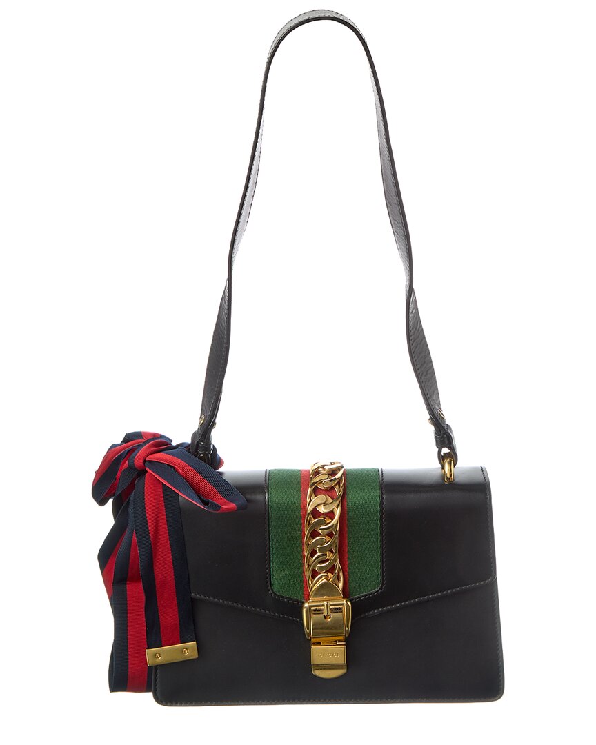 Gucci Black Calfskin Leather Small Sylvie Shoulder Bag (   )