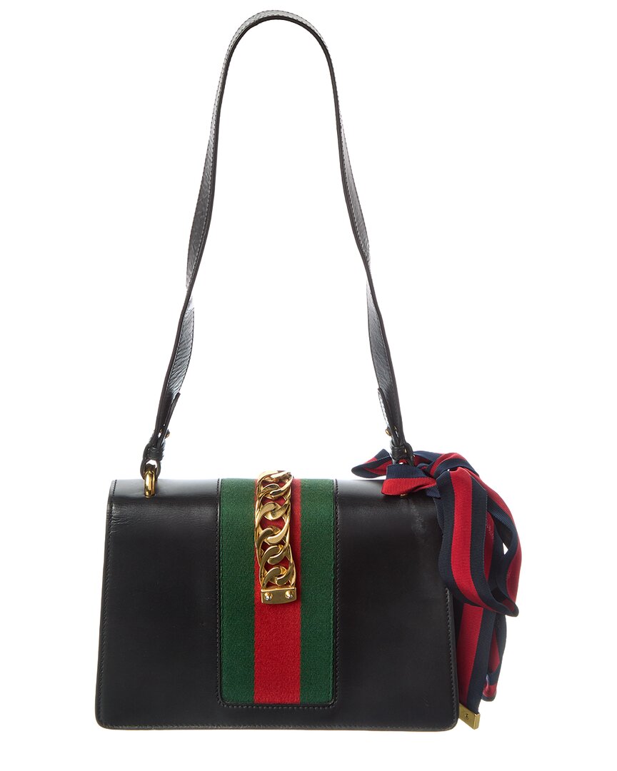Gucci Black Calfskin Leather Small Sylvie Shoulder Bag (   )