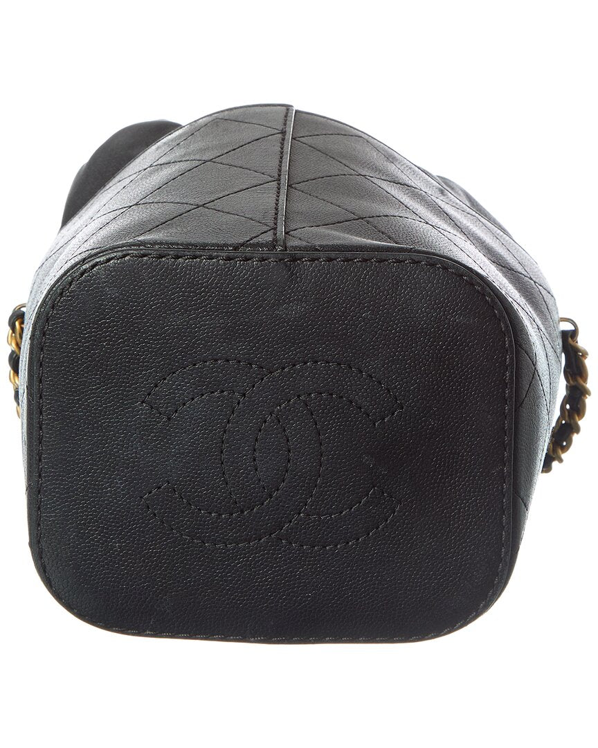 Chanel Black Caviar Lambskin Leather Caviar Bucket Drawstring Bag (