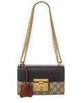 Gucci Beige Black Cuir Gg Supreme Monogram Calfskin Leather Small Padlock