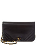 Chanel Black Lambskin Chevron Leather Quilted Small Single Flap (