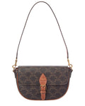 Celine Folco Triomphe Coated Canvas & Leather Shoulder Bag