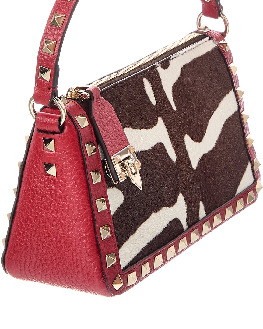 Valentino Vlogo Signature Leather & Haircalf Shoulder Bag