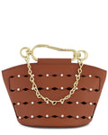 Zac Posen Belay Mini Zipped Leather Bucket Bag Brown Multi ONE SIZE
