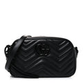 Calfskin Matelasse Monochrome Small GG Marmont Chain Shoulder Bag Black