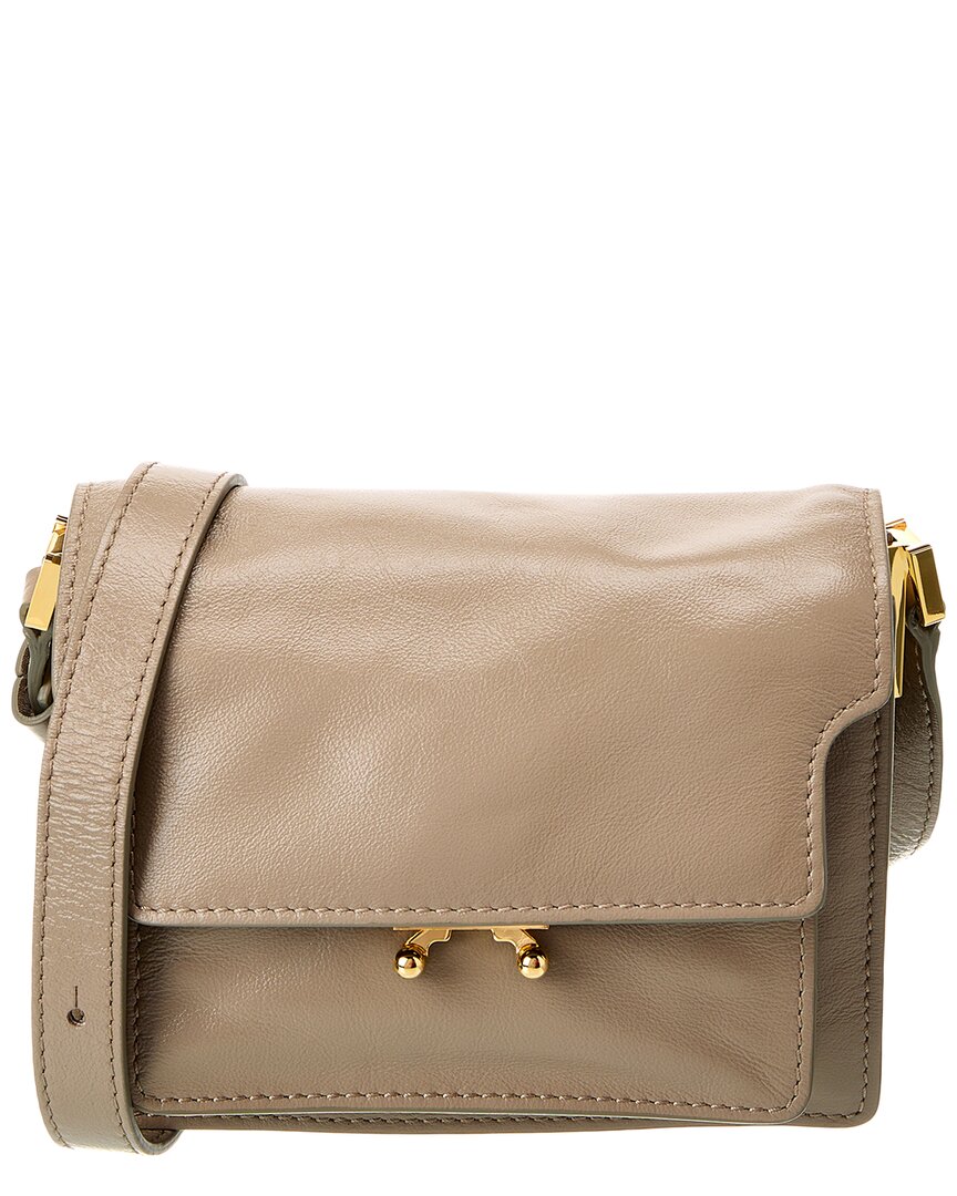 Marni Trunk Mini Leather Shoulder Bag Brown Multi ONE SIZE