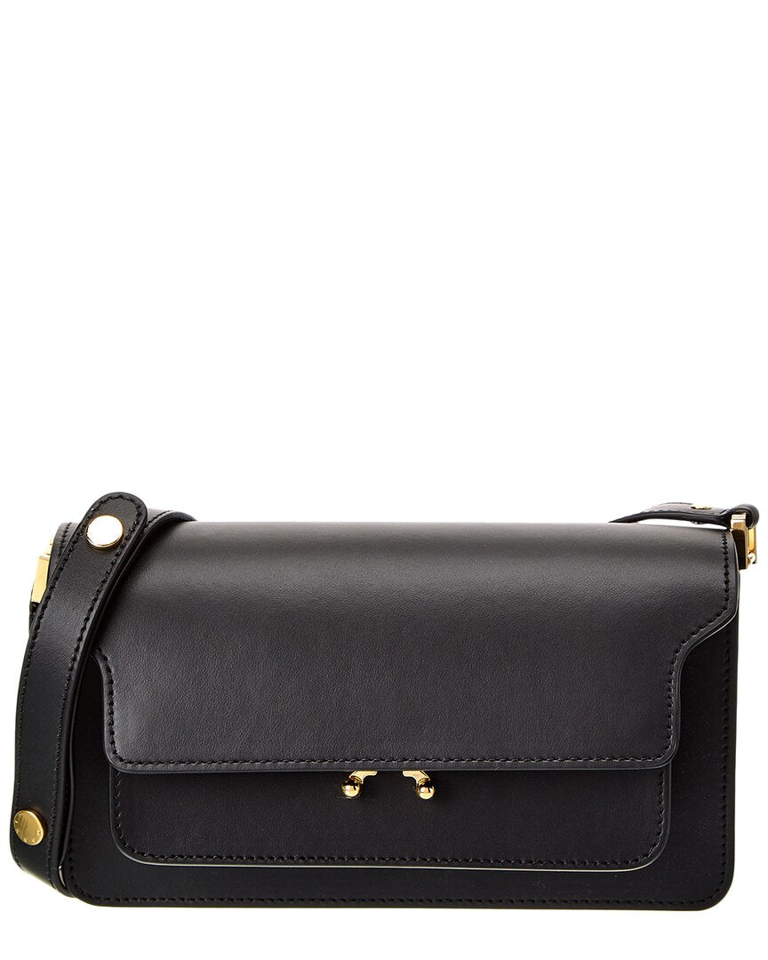 Marni Trunk E/W Leather Shoulder Bag Black ONE SIZE