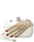 Alexander Mcqueen Embellished Hand Leather Skull Clutch (Authentic  )