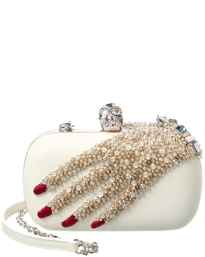 Alexander Mcqueen Embellished Hand Leather Skull Clutch (Authentic  )