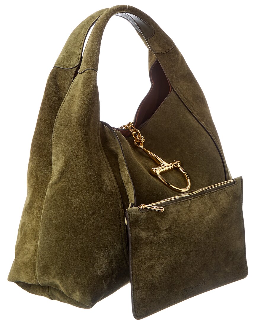 Gucci Softbit Maxi Suede Shoulder Bag