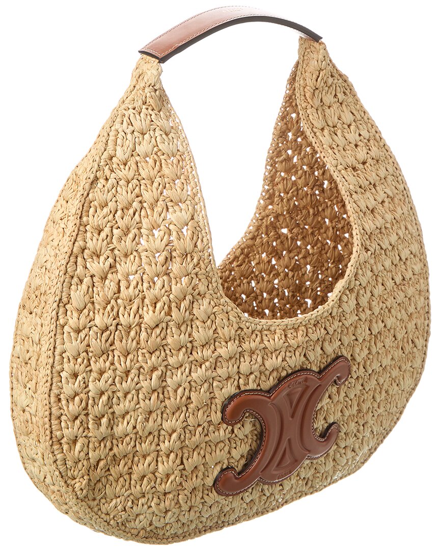 Celine Classic Panier Raffia & Leather Hobo Bag