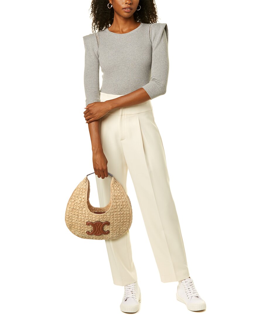 Celine Classic Panier Raffia & Leather Hobo Bag