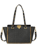 Tiffany & Fred Paris Raffia & Leather Tote