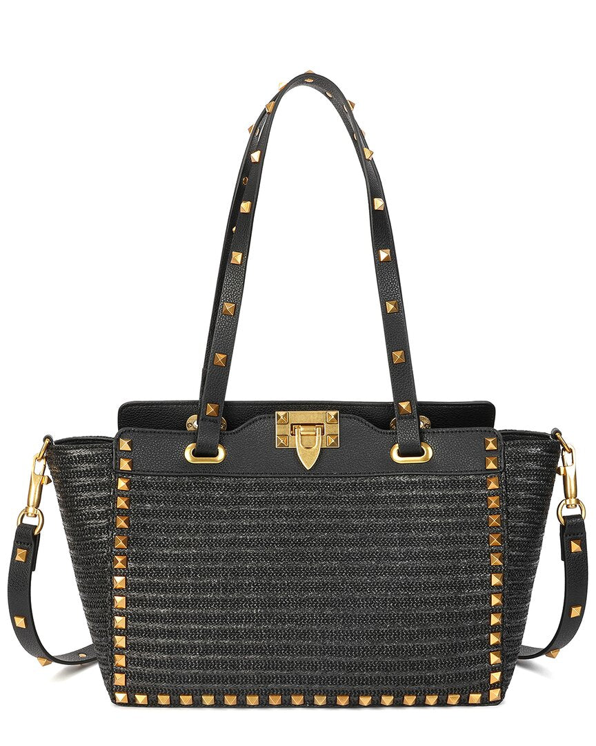 Tiffany & Fred Paris Raffia & Leather Tote