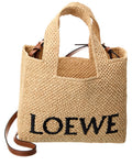 Loewe Font Small Raffia Tote, Brown