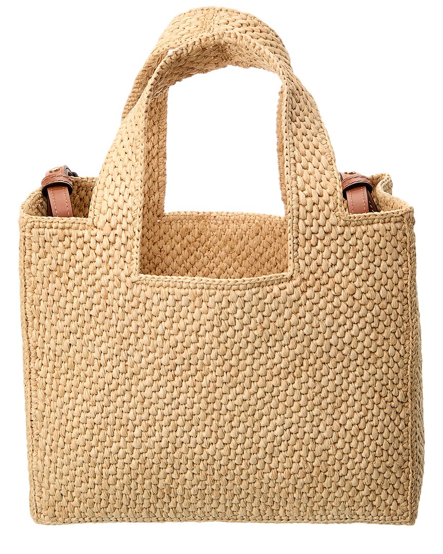Loewe Font Small Raffia Tote, Brown