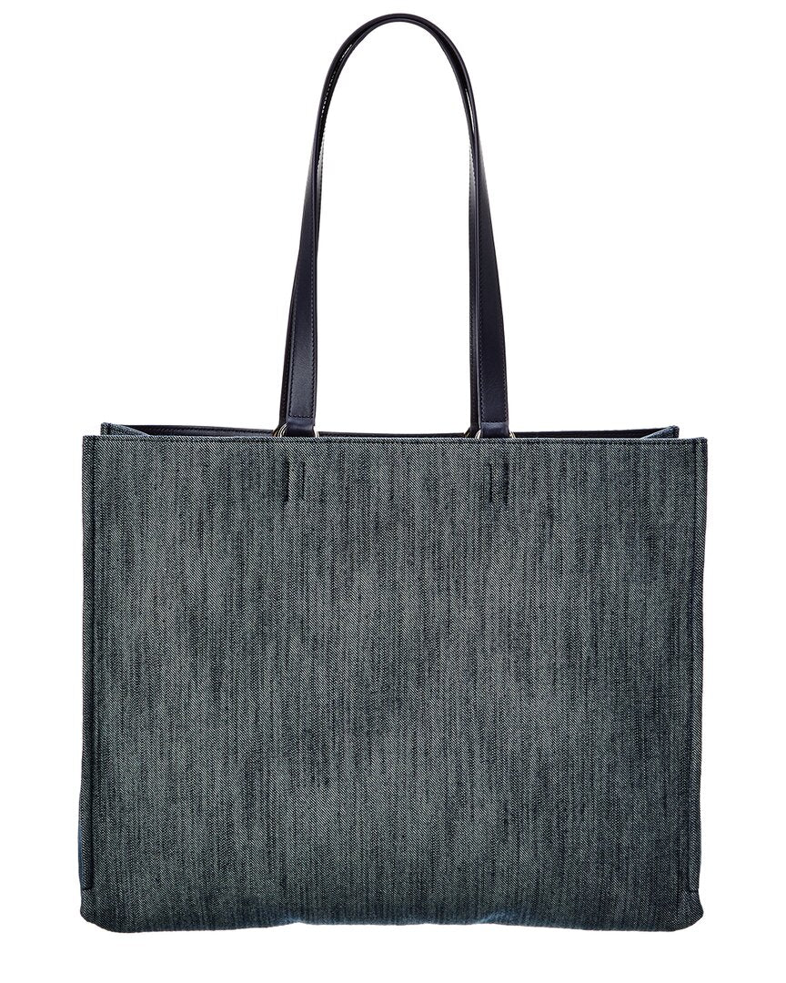 Ferragamo Logo Large Denim & Leather Tote