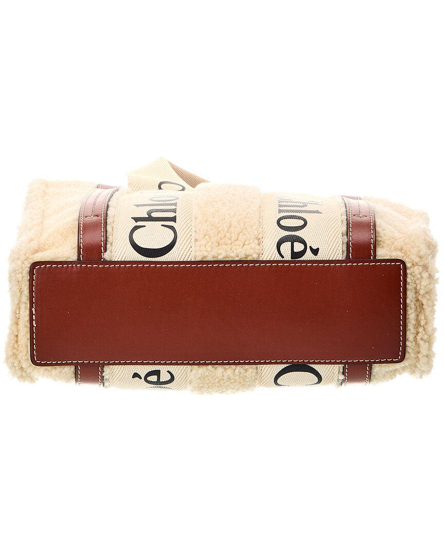 Chloé Woody Small Shearling & Leather Tote (   )
