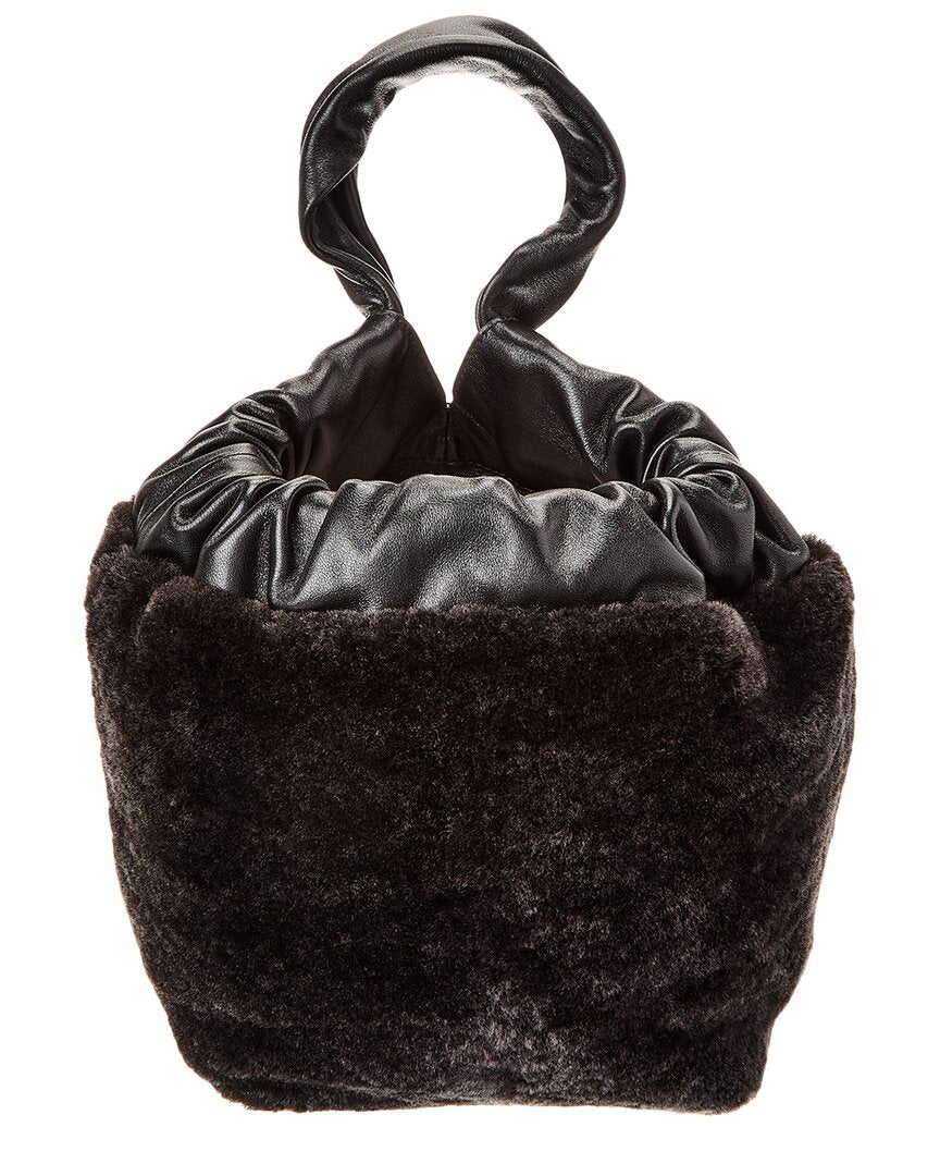 Jil Sander Drawstring Leather Bucket Bag Black ONE SIZE