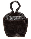 Jil Sander Drawstring Leather Bucket Bag Black ONE SIZE