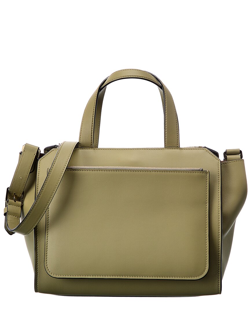 Valextra Passepartout Medium Leather Tote Green ONE SIZE