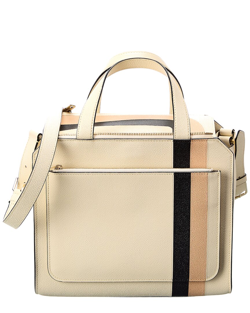 Valextra Passepartout Medium Leather Tote White ONE SIZE